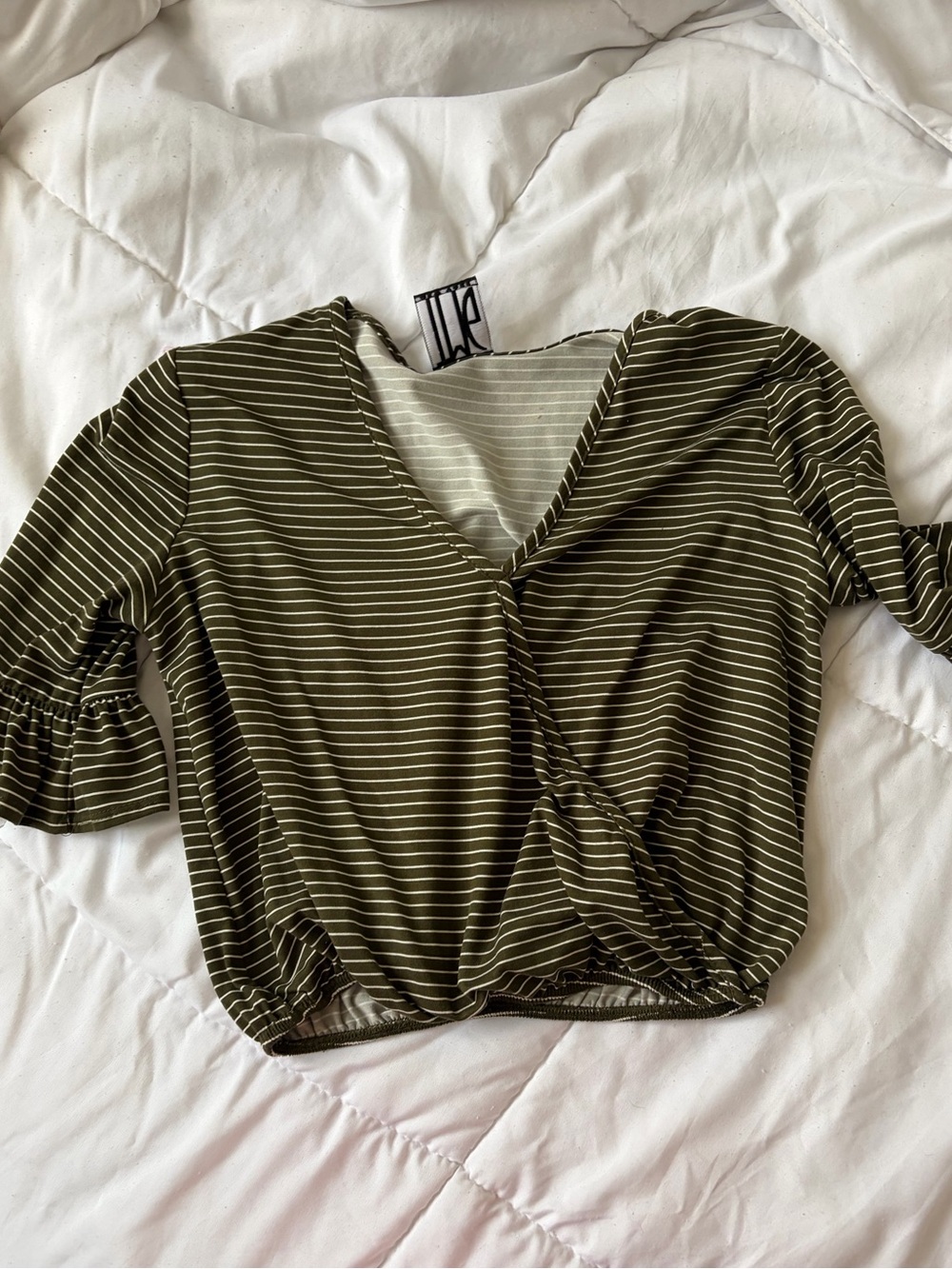 Women’s Olive Striped Twist-Front Top